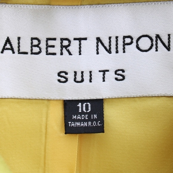 Albert Nipon Vintage Lime Green Double Breasted Blazer Blue Pencil Skirt SZ 10 - Picture 3 of 12